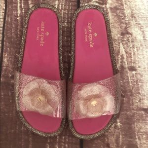 Kate Spade jelly sandals glitter flower slides 8
